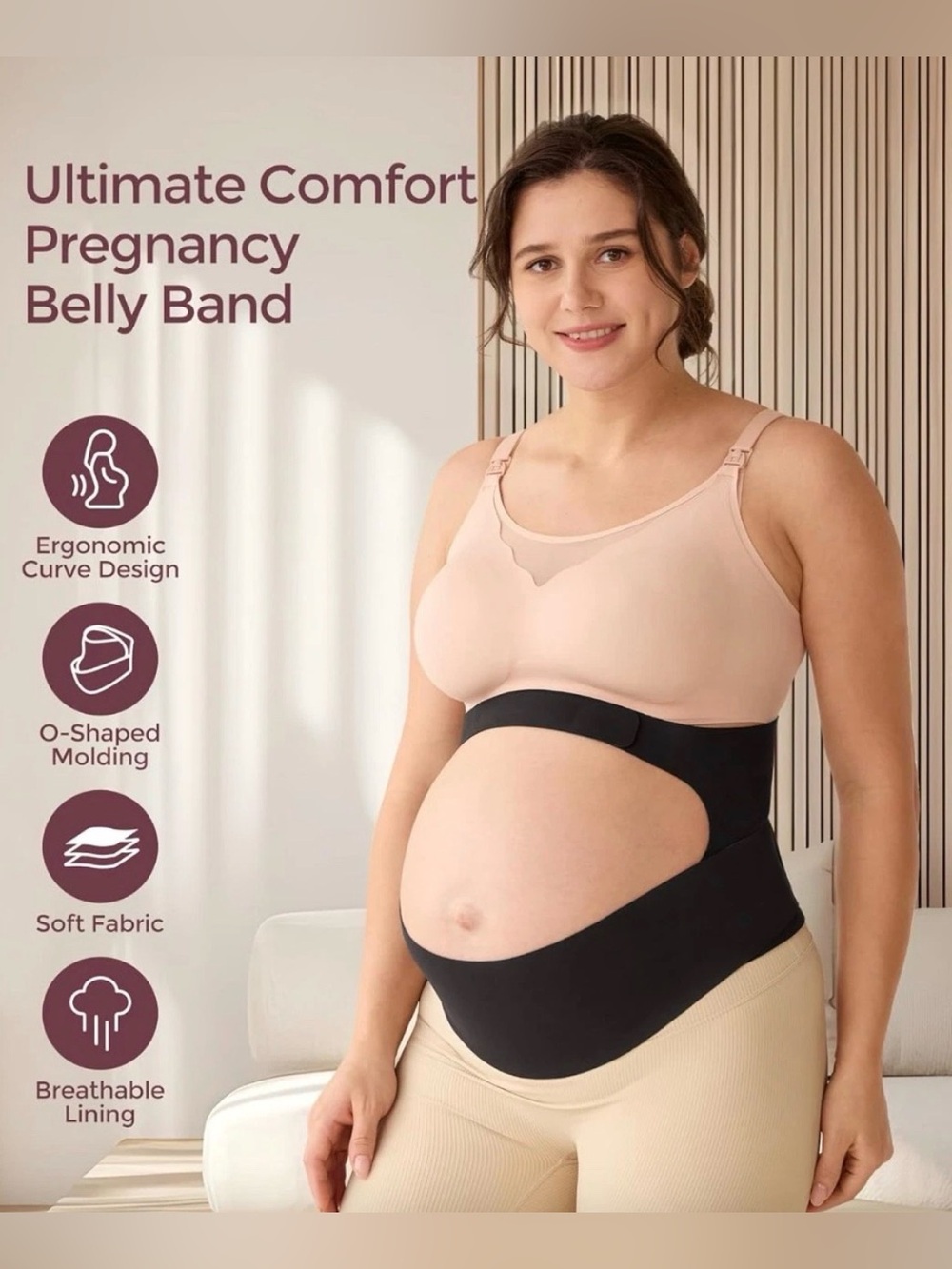Momcozy Pregnancy Belly Band Maternity Support Belt XL Black Adjustable MW001